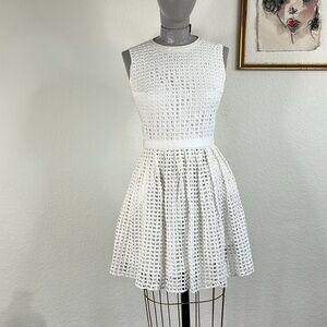 Carven Lace Eyelet Sleeveless Dress Fit Flare